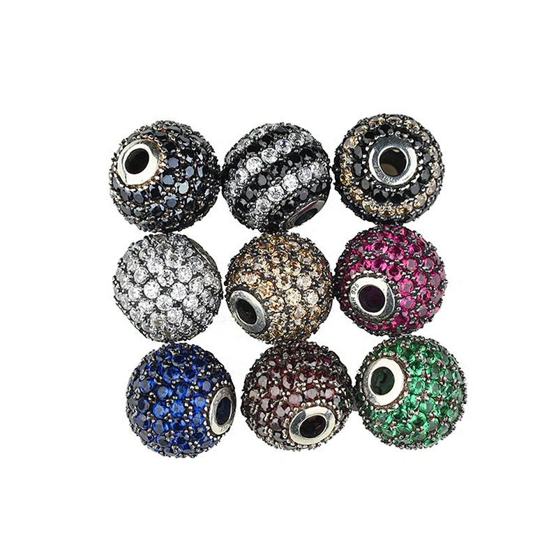 Miss Jewelry Wholesale 925 Sterling Silver Metal Beads for Jewelry Making Cz Micro Pave Beads