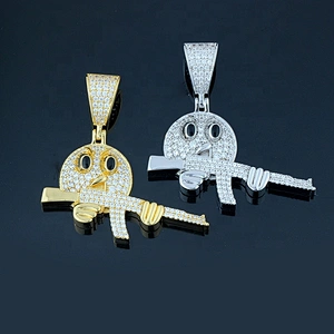 Missjewelry Emiji Face Gold Chain Necklace Hip Hop Pendant AAA