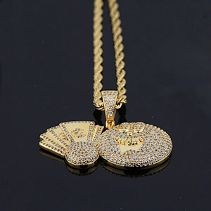 Micro Pave Zodiac Emoji Pendants Gold Mens