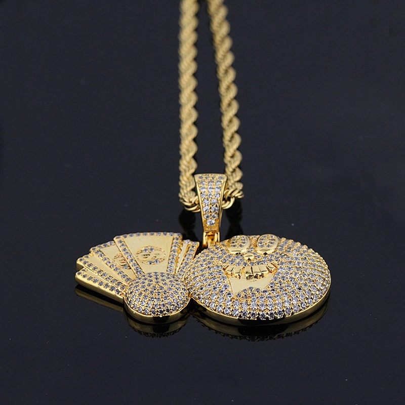Micro Pave Zodiac Emoji Pendants Gold Mens
