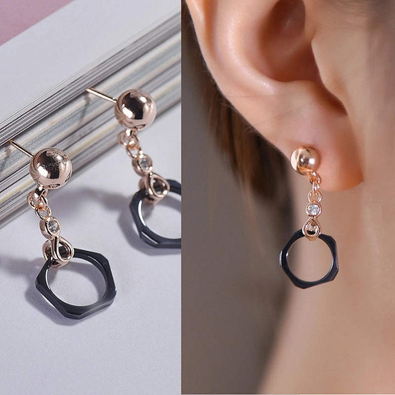 Modern fashion jewelry manufactures women CZ diamond ceramic stud earrings