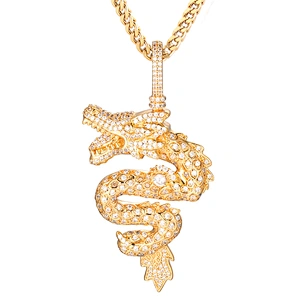 High Quality Mens Urban Jewelry Dragon 18k Gold Hip Hop Pendant