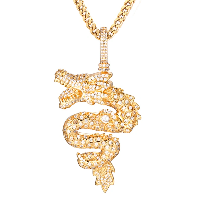 High Quality Mens Urban Jewelry Dragon 18k Gold Hip Hop Pendant