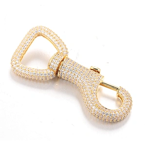 Wholesale Gold Iced Out Lobster Clasp Custom Logo Key Chain