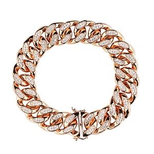 Diamond Gold Cuban Link Chain Bracelet