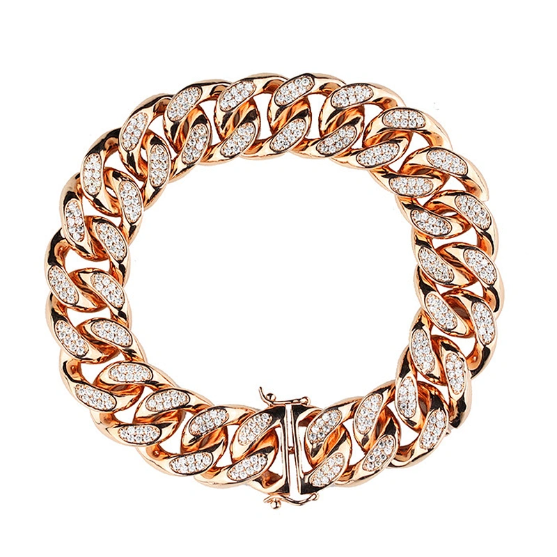 Diamond Gold Cuban Link Chain Bracelet
