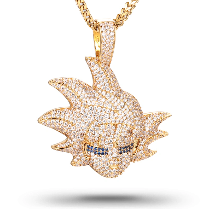Missjewelry Hip Hop Men Fashion Sun Goku Gold Pendant Iced Out Hiphop