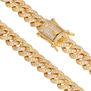 Missjewelry hip hop mens uban Jewelry 18k gold cz chains, high quality prong cuban chain