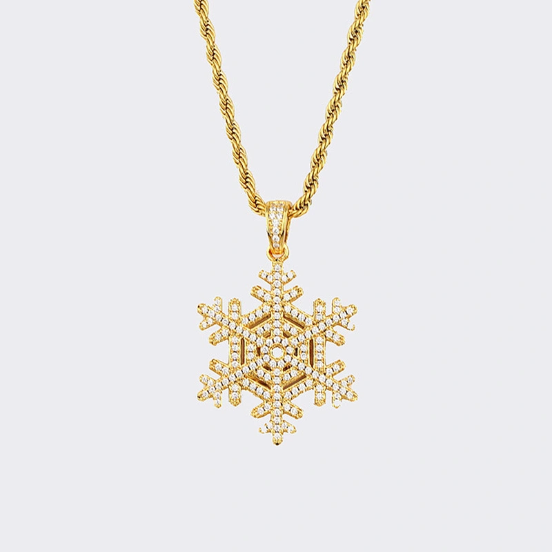 Iced Out Square Silver CZ Spider Pendant Necklace Gold