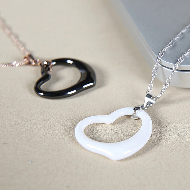 China factory jewelry unique heart shape women ceramic chain necklace