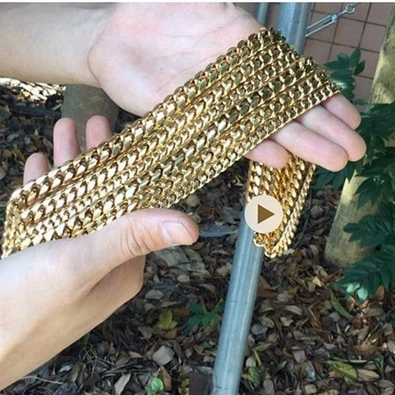 Missjewelry High Quality Necklace Brass 14k Gold Miami Cuban Link Chain