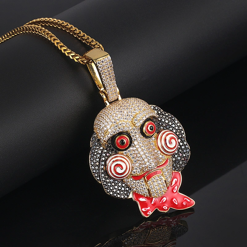 Missjewelry Hip Hop 925 Sterling Silver Men Clown Pendant Iced Out with Chain