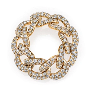 Miss Jewelry 925 Sterling Silver CZ Full Link Jumbo Pave Diamond Ring