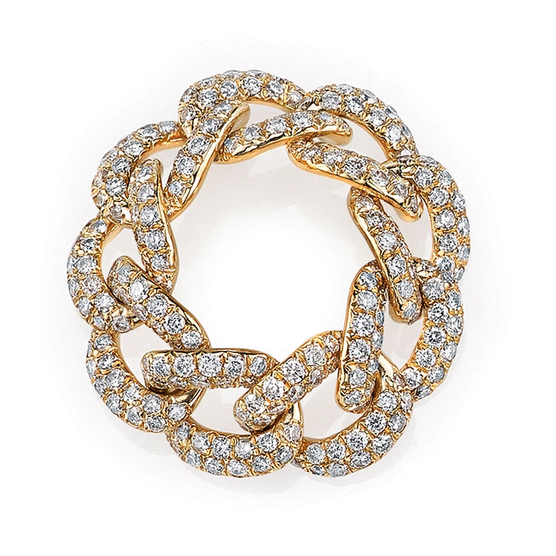 Miss Jewelry 925 Sterling Silver CZ Full Link Jumbo Pave Diamond Ring