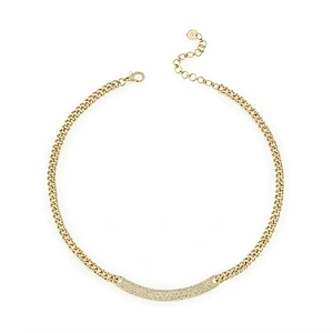 Custom curved id bar link stainless steel chokers for women