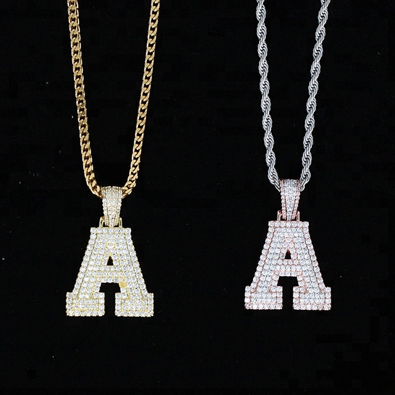 Missjewelry High Quality 925 Sterling Silver Jewelry  Alphabet Letter Necklace Pendant Hip Hop Jewelry
