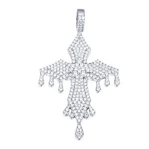 Missjewelry High Quality New Design Gold Plated CZ Cross Pendant, Diamond Dripping Ankh Pendant Necklace
