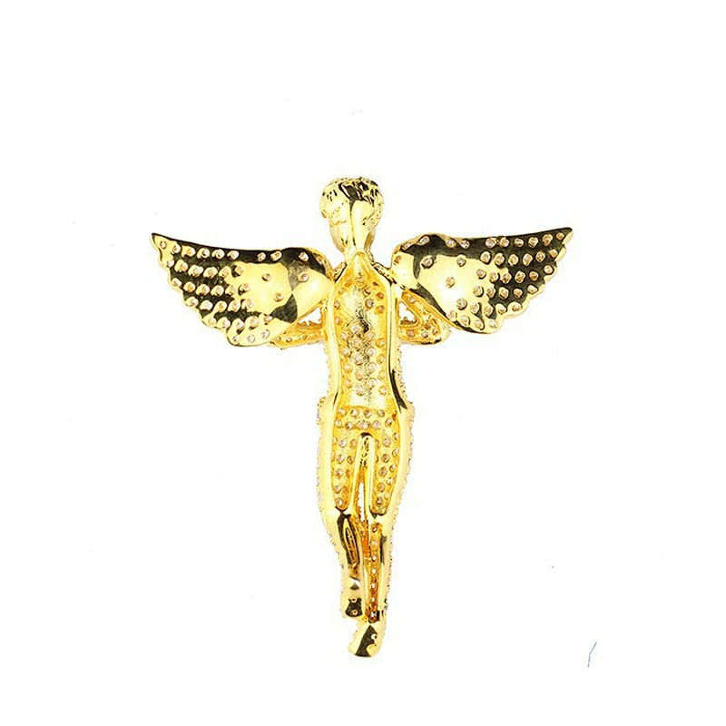 Brass Jewellery Gold Pendant Designs Men with Angle Wing Necklace
