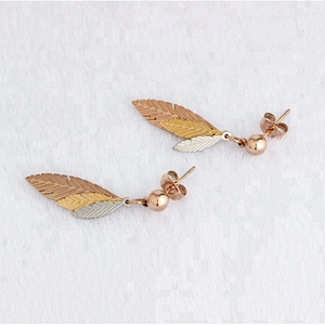 Miss Jewelry Cheap 18k Gold Drop Long Leaf Earrings Latest Design for Girls