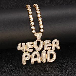 Low MOQ New Custom Iced Out Urban Jewelry Initial Letter Pendant Hip Hop