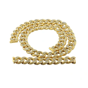 30mm heavy large gold AAA cz pave diamond cuban link gold chain bracelet