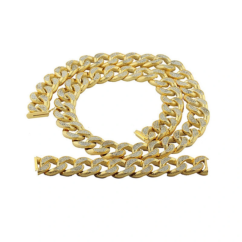 30mm heavy large gold AAA cz pave diamond cuban link gold chain bracelet