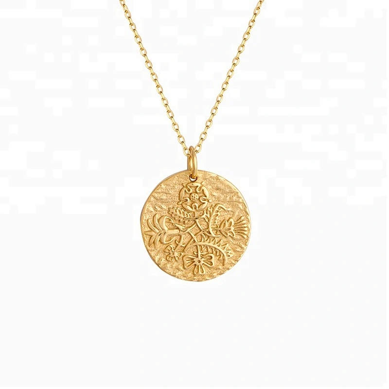 Miss Jewelry Charm Lion Head Gold Coin Pendant 925 Sterling Silver Jewelry