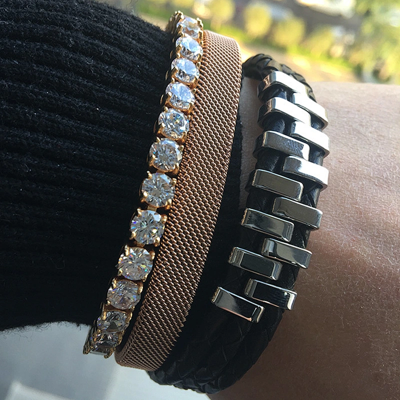 Premium Leather Bracelet with Stainless Steel for  Man