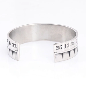 Numbers Mens Tibetan Sterling Silver Cuff Bracelet