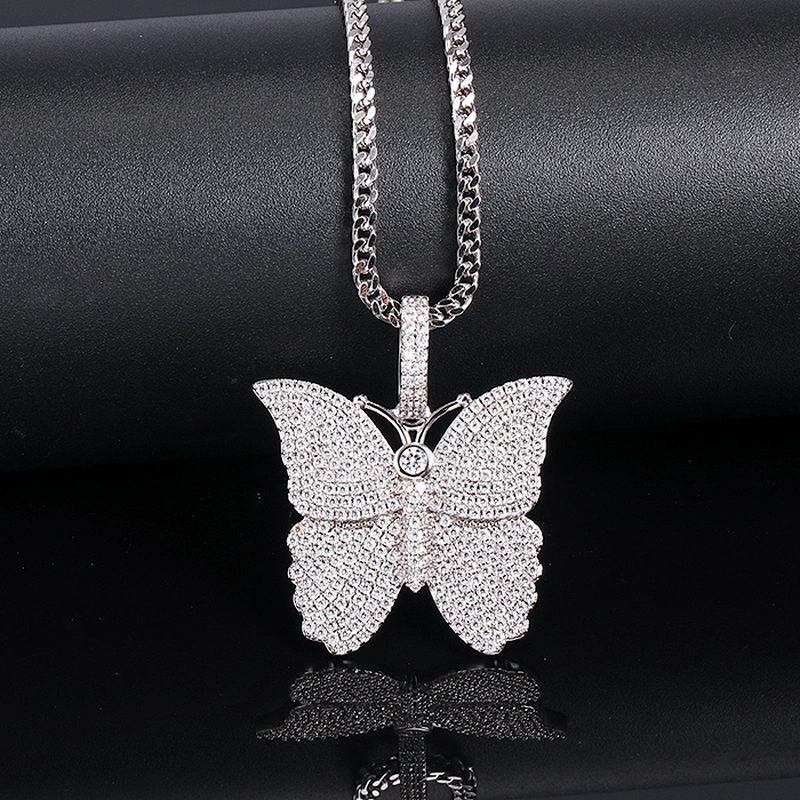 Hiphop CZ Metal Gold Pendants Jewelry Making, Butterfly Gold Pendant Necklace