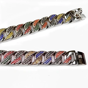 Stainless Steel Diy Gold Diamond Cuban Chain Dog Collar
