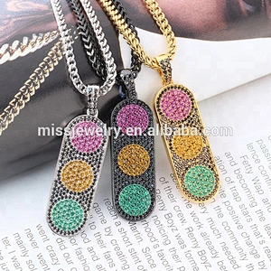 Traffic Light Led Pendant Jewelry with Chain Hip Hop Jewelry