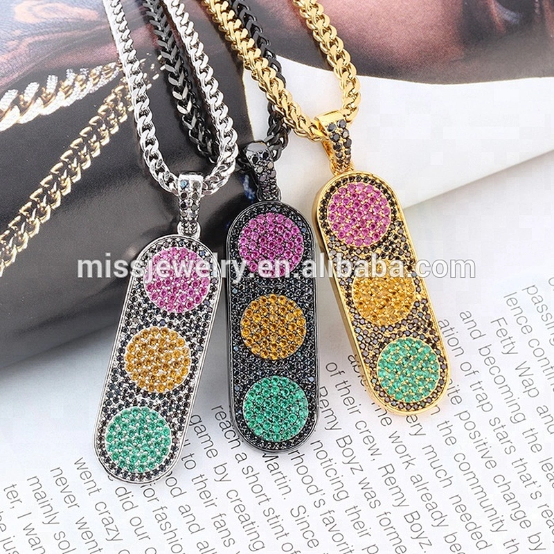 Traffic Light Led Pendant Jewelry with Chain Hip Hop Jewelry