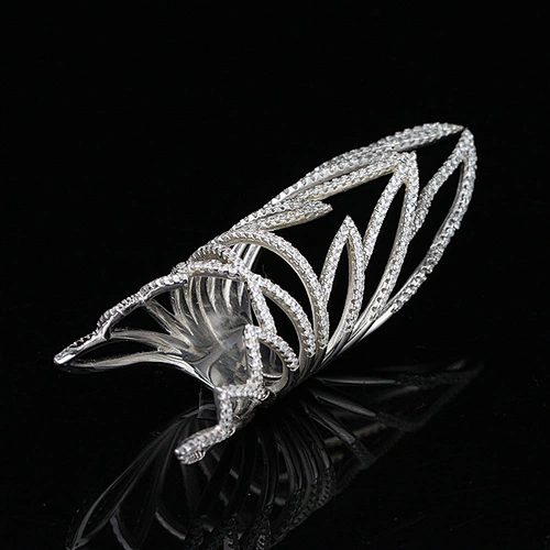 Missjewelry fashion long full finger ring with bling CZ diamond