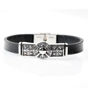 Bulk engraved charm bracelet Handmade personalized italian PU leather cuff bracelet for men