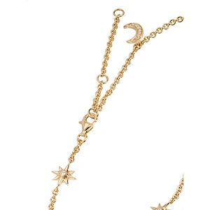 Miss Jewelry Gold Moon Star Dangle Drop Choker
