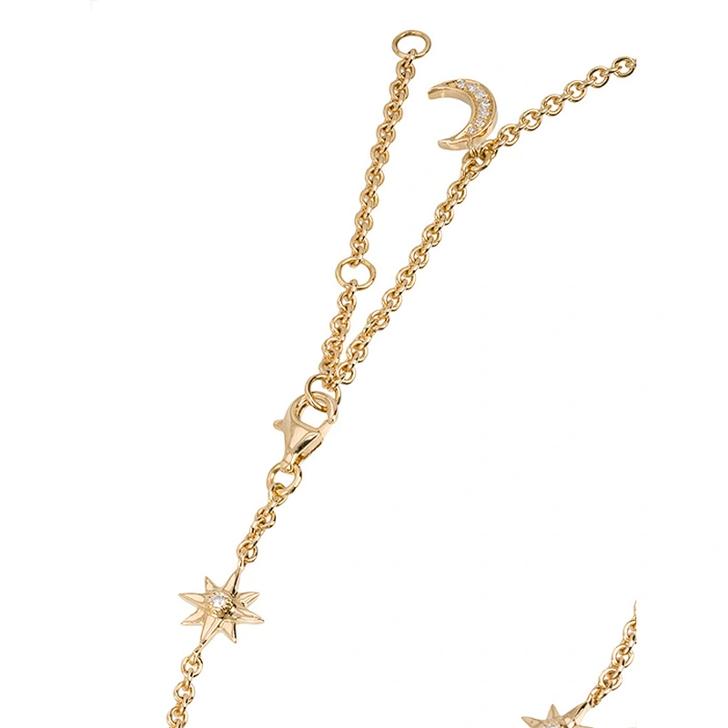 Miss Jewelry Gold Moon Star Dangle Drop Choker