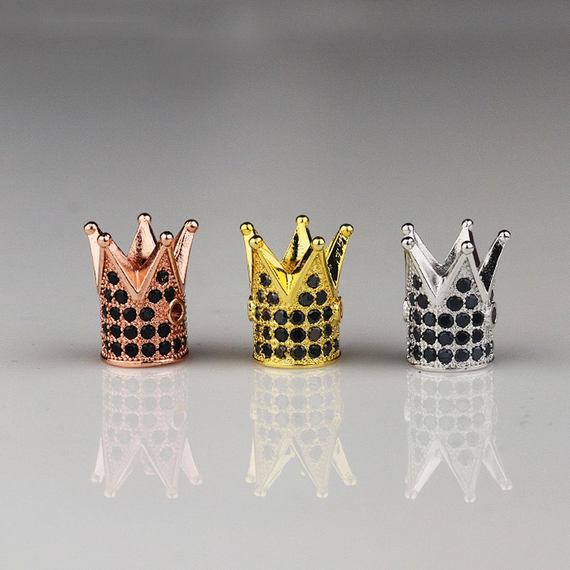 Custom Sterling Silver Crown Beads Diamond