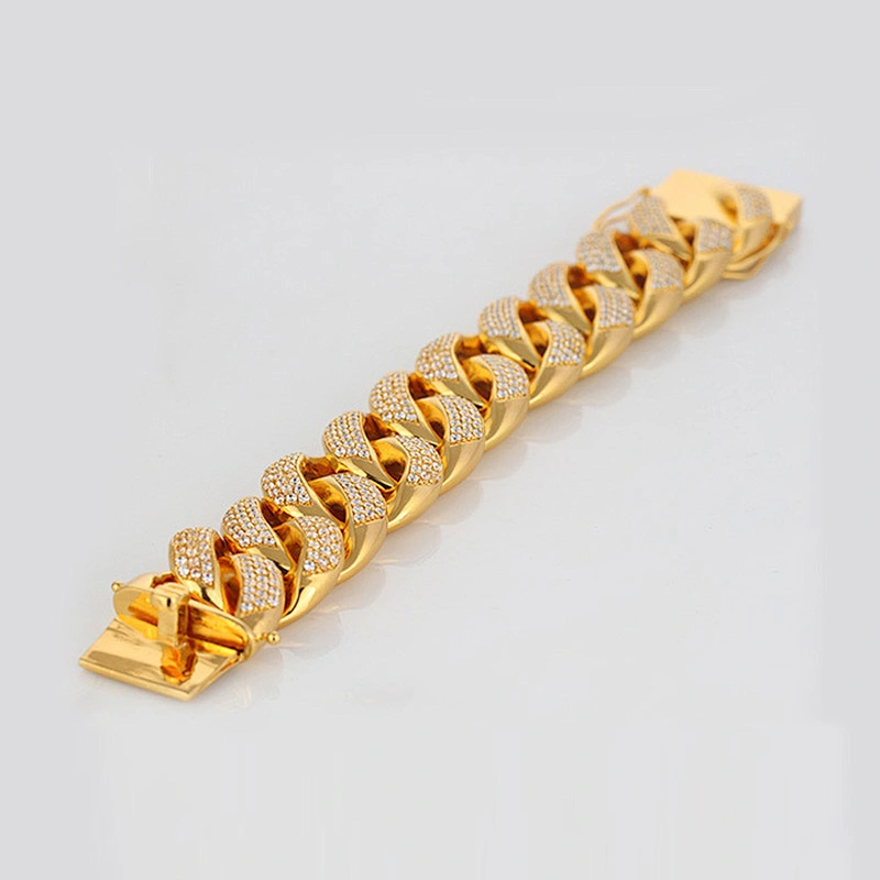 Missjewelry New heavy cz micro pave 30mm stainless steel new gold bracelet models