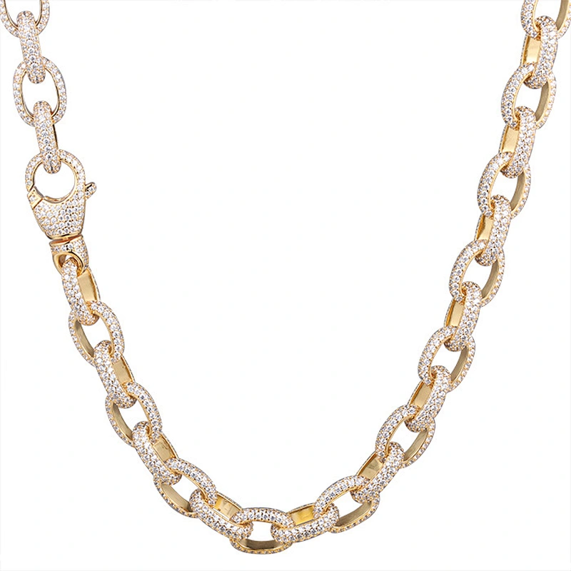 Iced Out Chaine en Diamants Gold Plated Metal New Hip Hop Choker Chains Mens