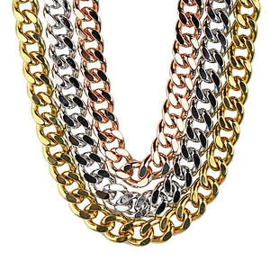 Miss Jewelry Stainless Steel Gold 18k Cuban Chain Necklace