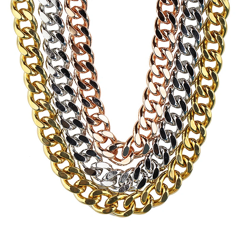 Miss Jewelry Stainless Steel Gold 18k Cuban Chain Necklace