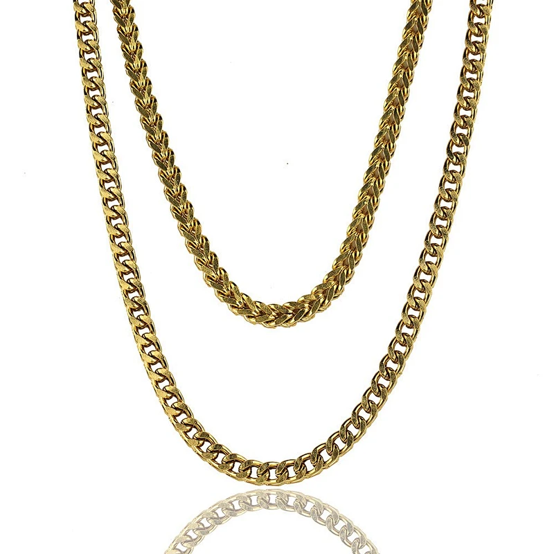 Latest Wholesale Double Stainless Steel Gold Neck Chain Designs, Dubai New Gold Chain Design For Men