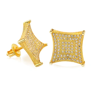 Antique 18k gold hip hop diamond stud earrings for men