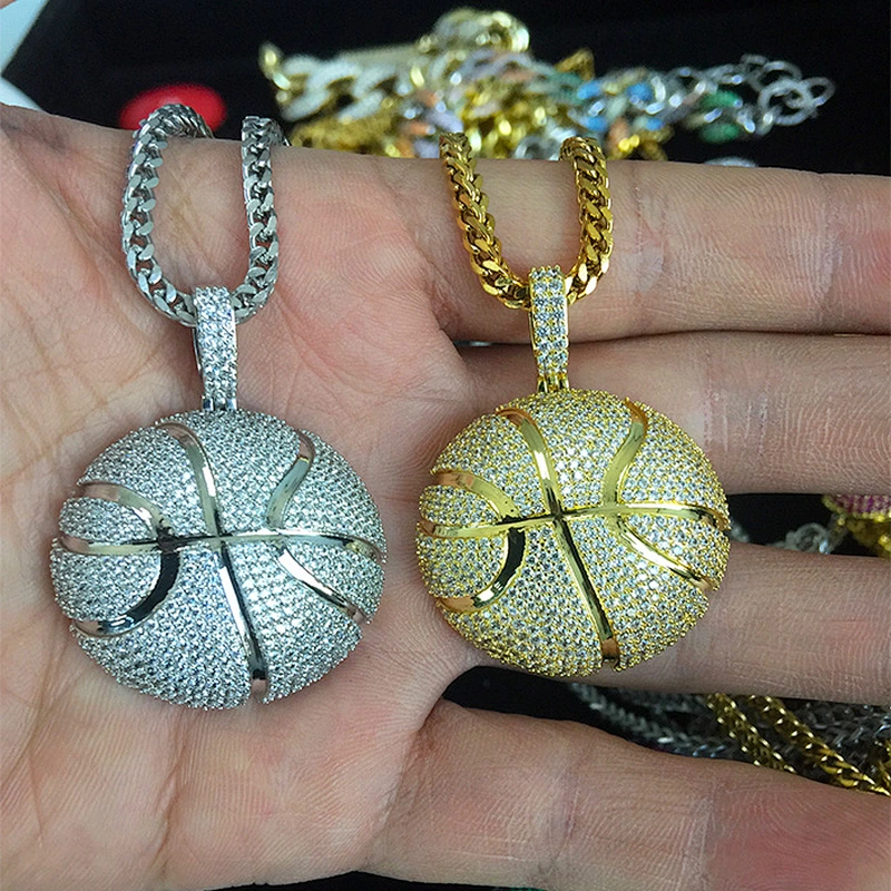 Wholesale Fashion Basketball Pendant Jewelry 925 Hip Hop Jewellery