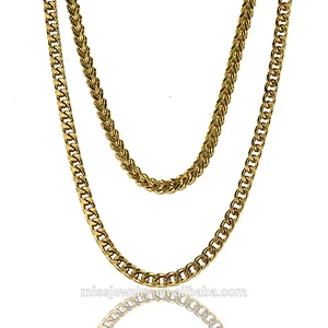 Latest Wholesale Double Stainless Steel Gold Neck Chain Designs, Dubai New Gold Chain Design For Men