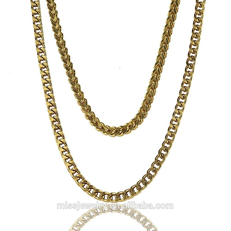 Latest Wholesale Double Stainless Steel Gold Neck Chain Designs, Dubai New Gold Chain Design For Men