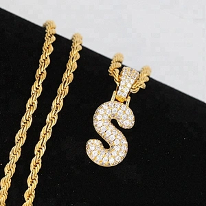 Miss Jewelry Zircon 925 Sterling Silver Bubble Letter Pendants