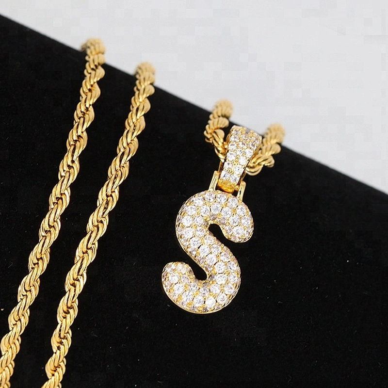 Miss Jewelry Zircon 925 Sterling Silver Bubble Letter Pendants
