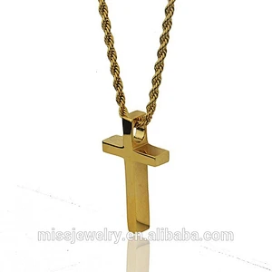Hip hop simple design stainless steel gold cross pendant, saudi gold pendant MJHP129